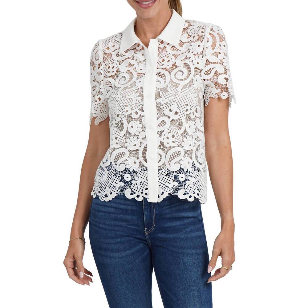NEW LOVE TOKEN amy lace top in white